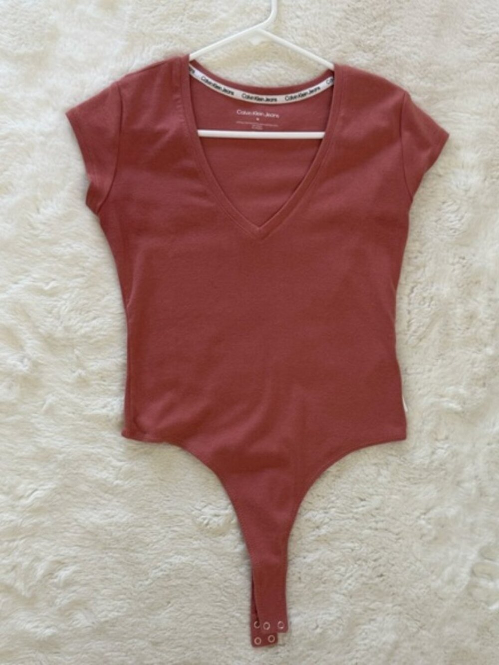 Calvin Klein Rust V-Neck Bodysuit